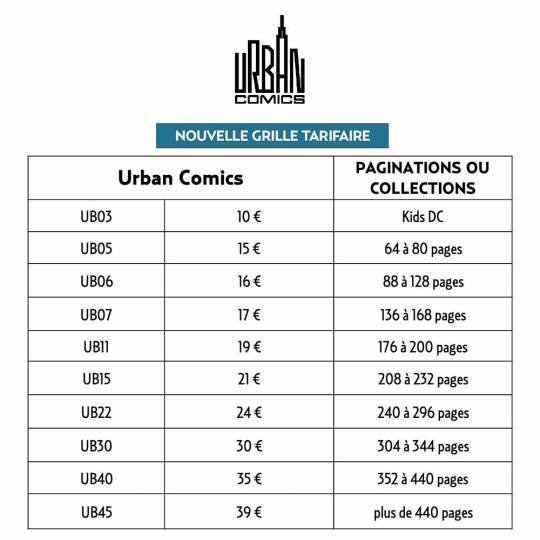 Grille tarifaire Urban Comics